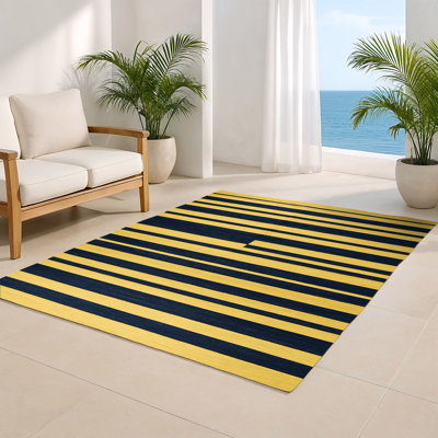 HorizontalStripes Yellow Indoor and Outdoor Area Rug