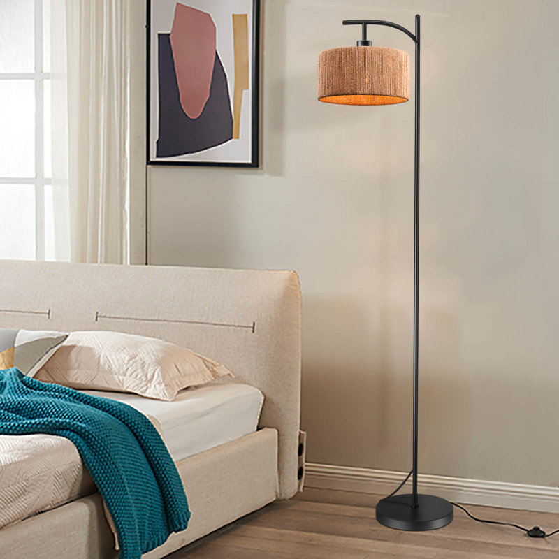 Lampe rétro sur pied avec abat-jour en tattan
