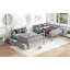 Lit superposé simple en bois d'hévéa simple avec 2 tiroirs, convertible en 2 lits simples, lit superposé simple avec échelle et garde-corps de sécurité-1155801205