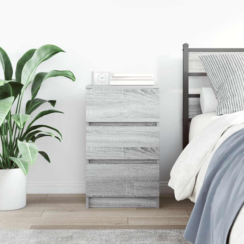 Bedside Cabinet With 3 Drawers 39X35x65 Cm, Grey Sonoma