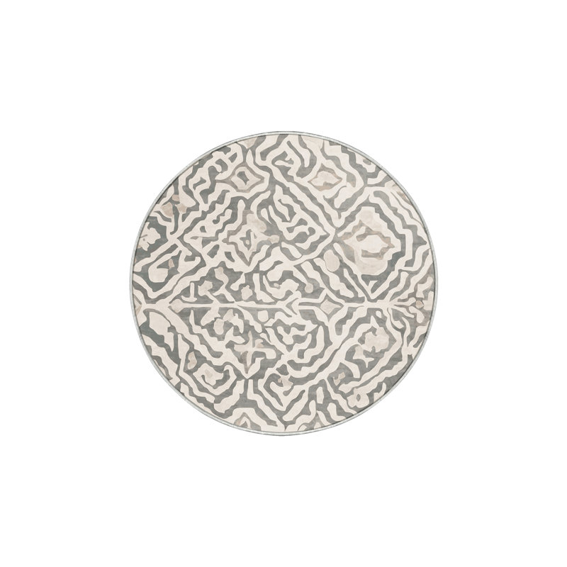 Tapis beige soyeux et moelleux, Rond 8 pi