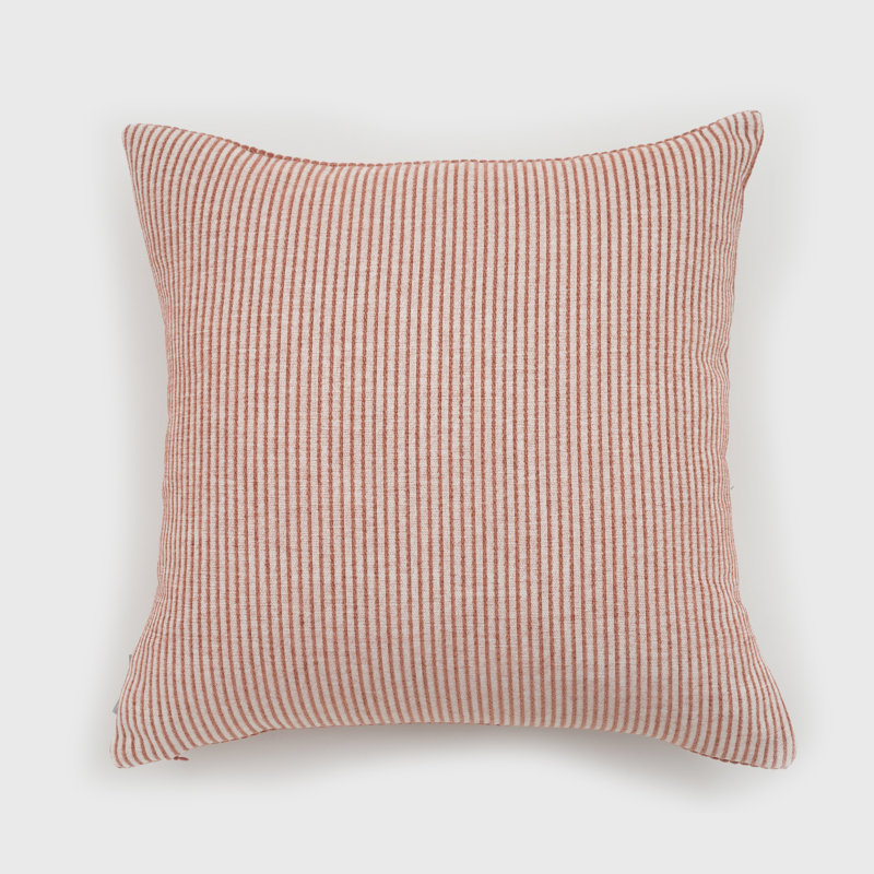 Elsa Reversible Woven Pinstripes Pillow, Copper Brown