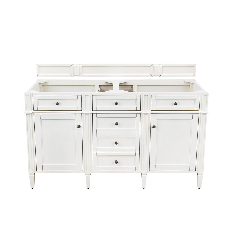 Brittany 60'' W Double Vanity, Carrara White, Bright White, 8" Widespread