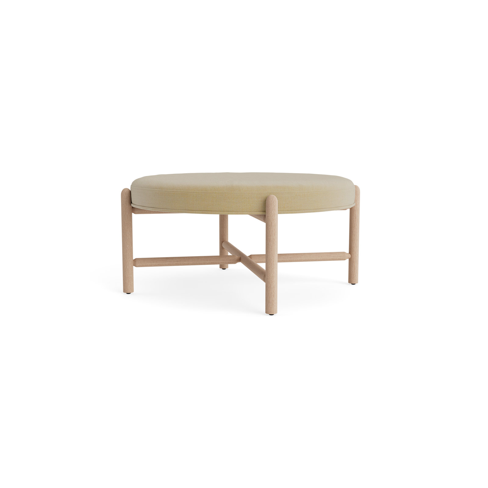 Vane 36" Round Ottoman, Oak, Khaki
