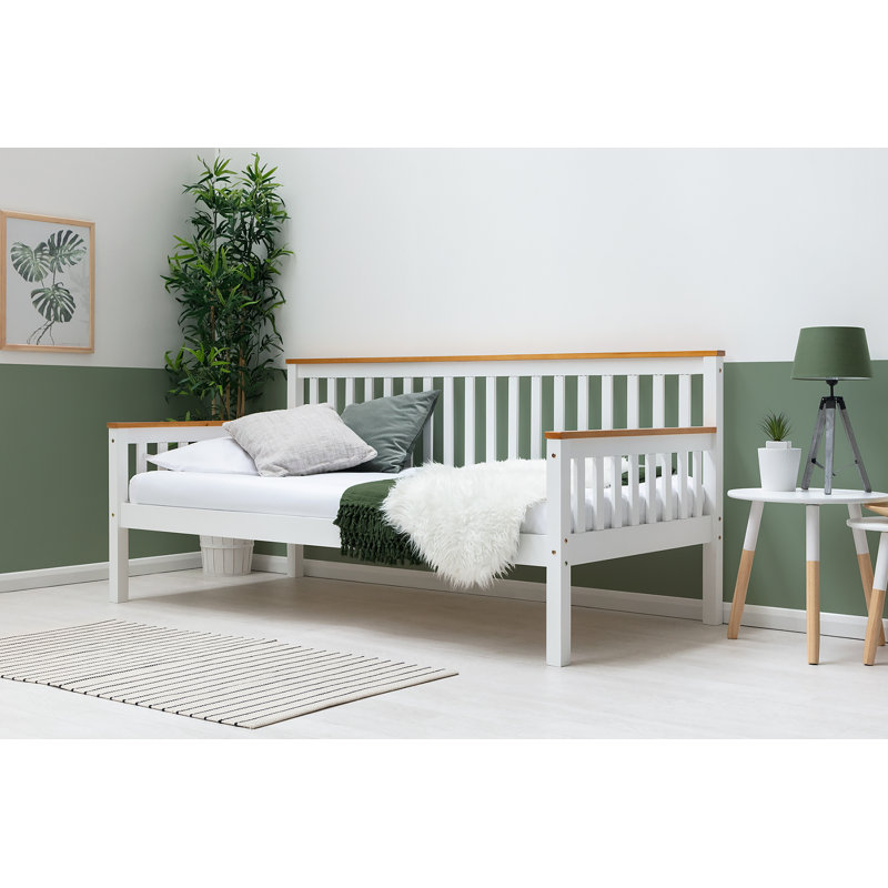 Demers Solid Wood Daybed with Mattress, White/Oak