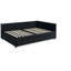 Lit de jour rembourré pleine grandeur avec lit gigogne, lit en velours noir, confortable et à rayures verticales pour une esthétique de style Mid-Century, chambres familiales idéales, lit à structure en eucalyptus renforcé