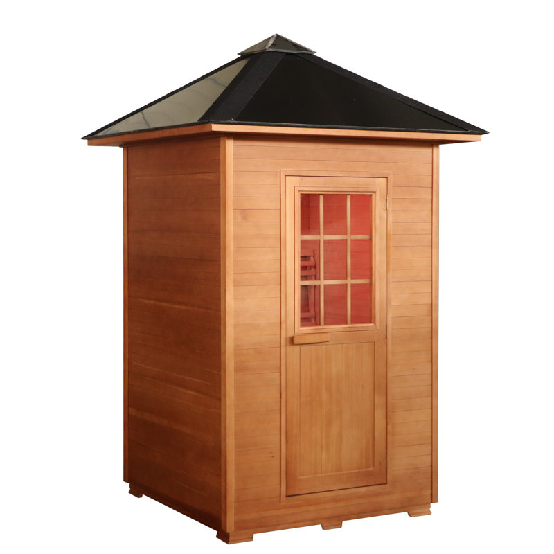 SunRay Saunas 2 - Person Outdoor Bluetooth Compatible Traditional Steam Sauna in Hemlock