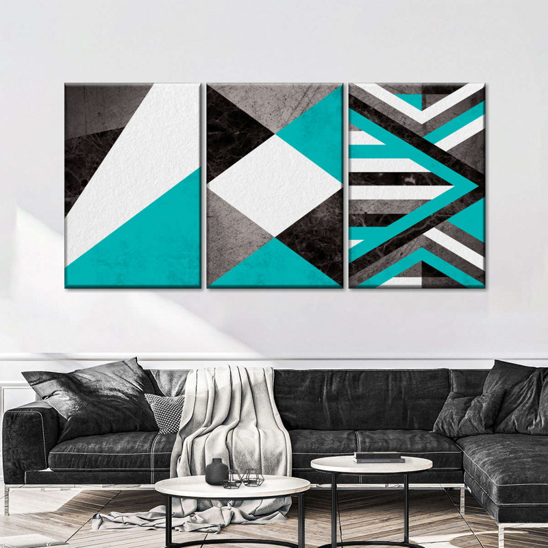 Textures Geometric Abstract XII Multi Piece Canvas Print, 12" H x 26" W x 1" D