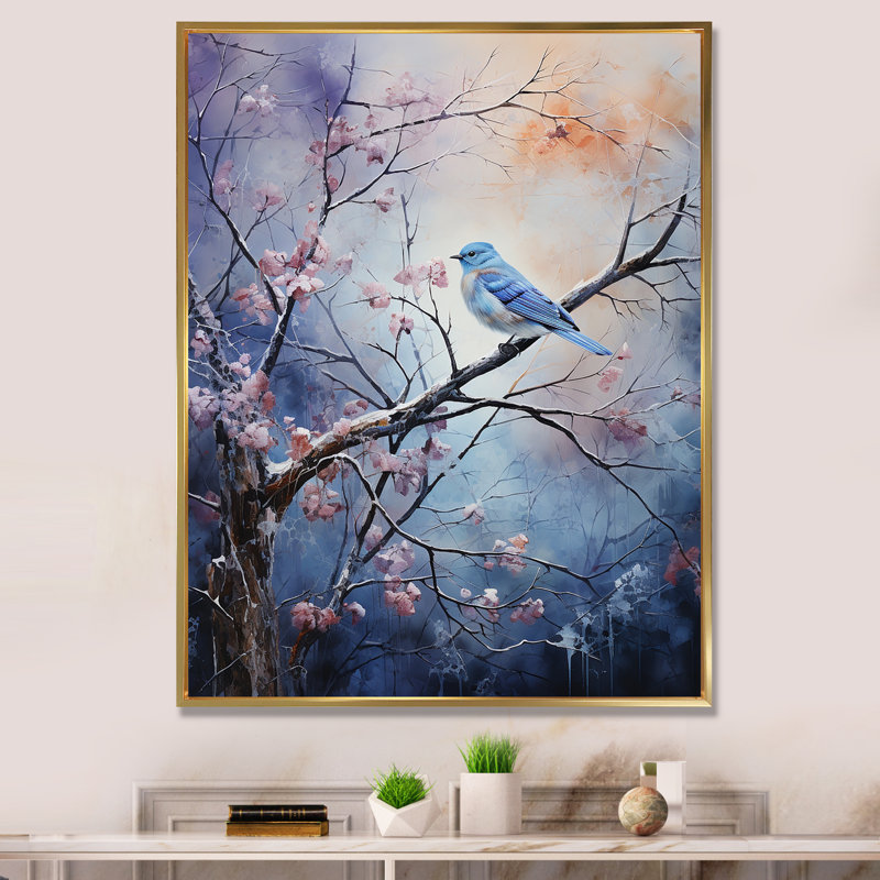 «Winter Enchanted Frost Pointillism II», reproduction d'art sur toile, 20" H x 12" W, Black Picture Framed