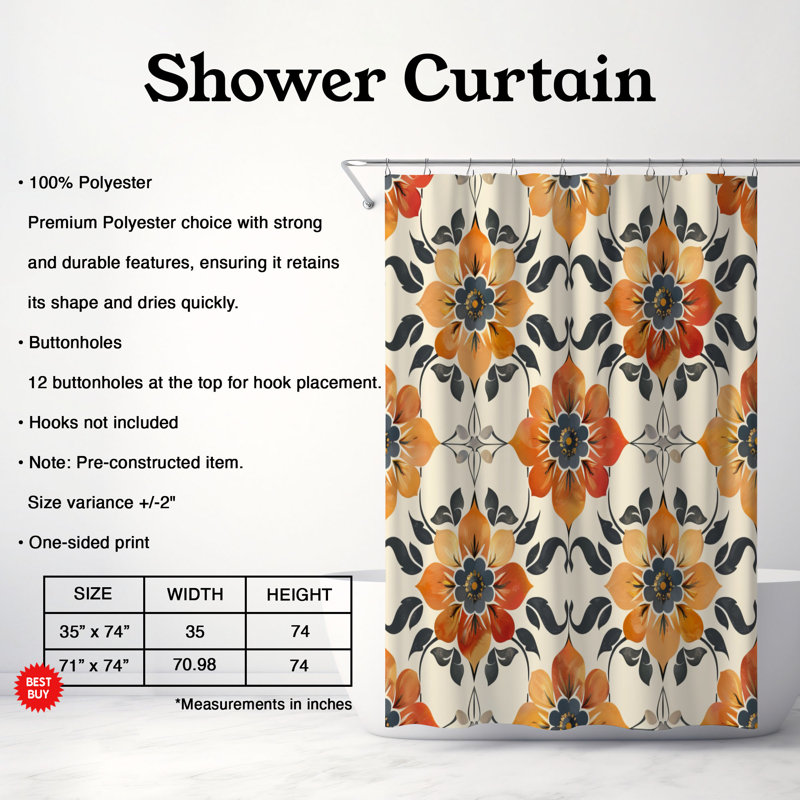 Rideau de douche Classic Tile - Premium, H 74 po x l 71 po