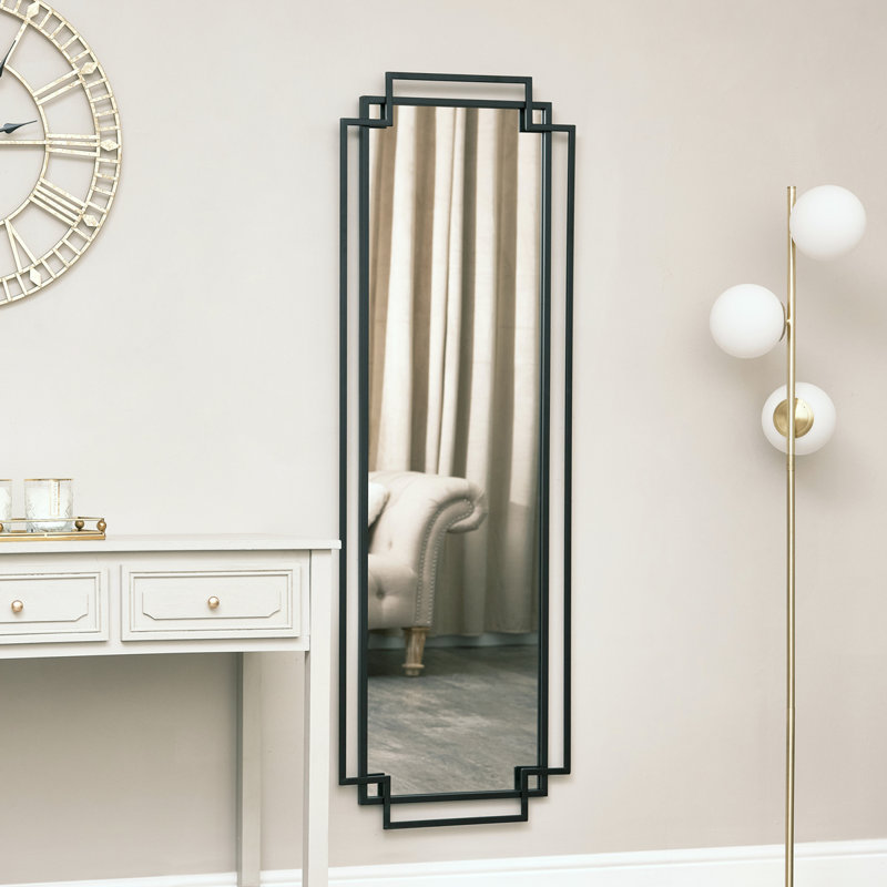 Alysea Metal Flat Wall Mirror, Black
