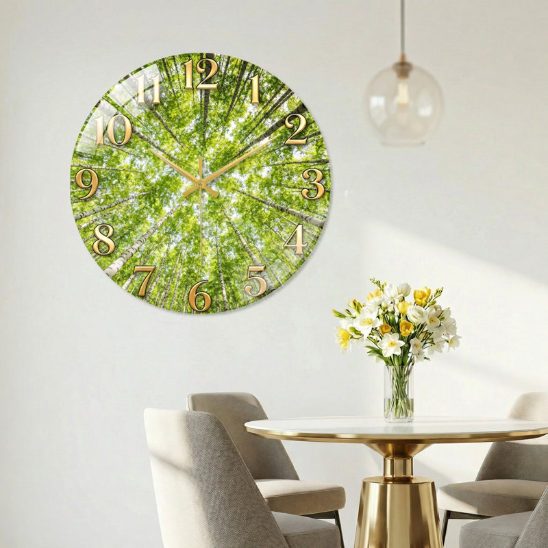 Horloge murale décorative en bois Forest Forest, 60 x 60 cm (23,6 x 23,6 pouces)