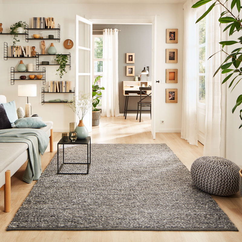 Areena Solid Colour Hand Woven Flatweave Area Rug, Rectangular 90 x 160cm