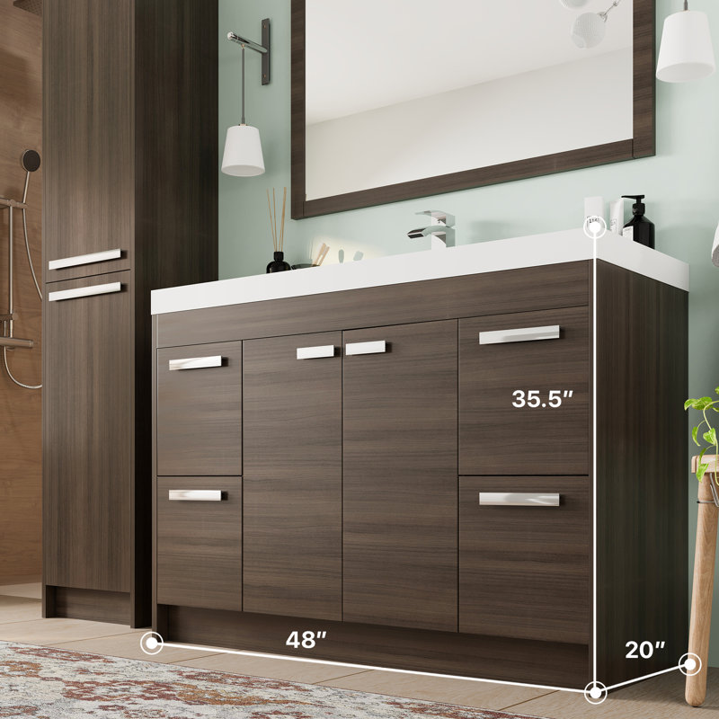 Ensemble de meuble-lavabo simple 47 po Wauconda, Chêne gris