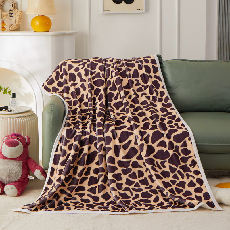 Leopard Print Brown Flannel Fleece Blanket, Ultra-Soft and Cozy, 80"x60"
