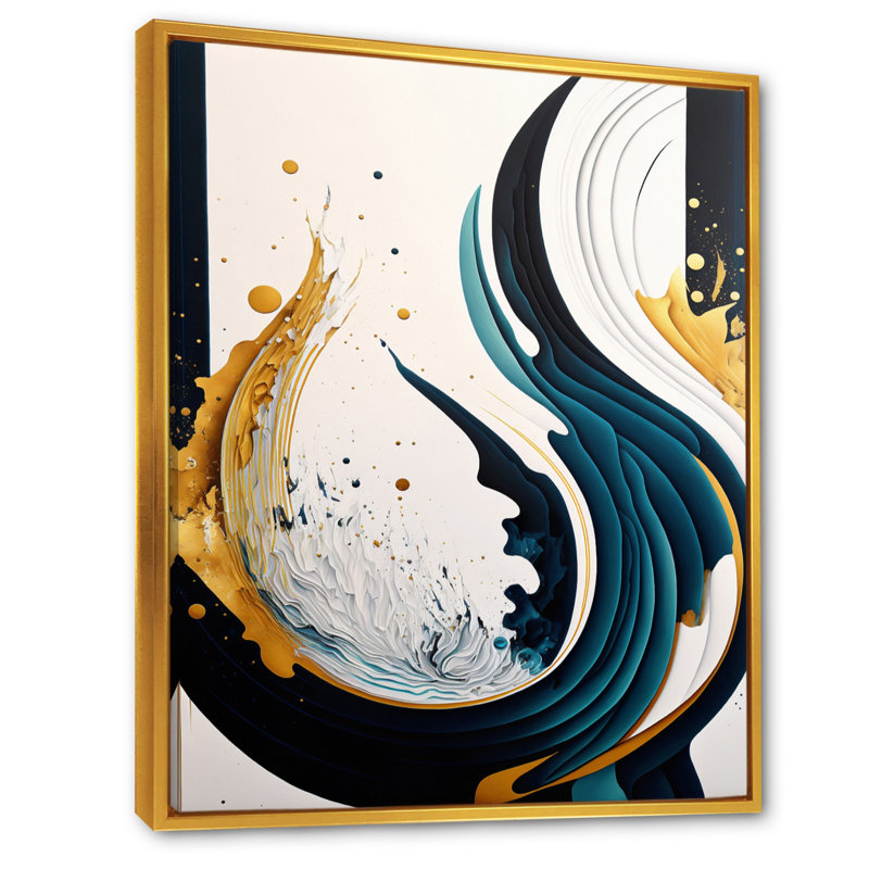 «Blue and Gold Modern Abstract VI», reproduction sur toile flottante, H 32 po x l 16 po x P 1 po, Or