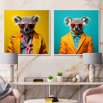 Ensemble de 2 décorations murales jaunes Koala I - Koala