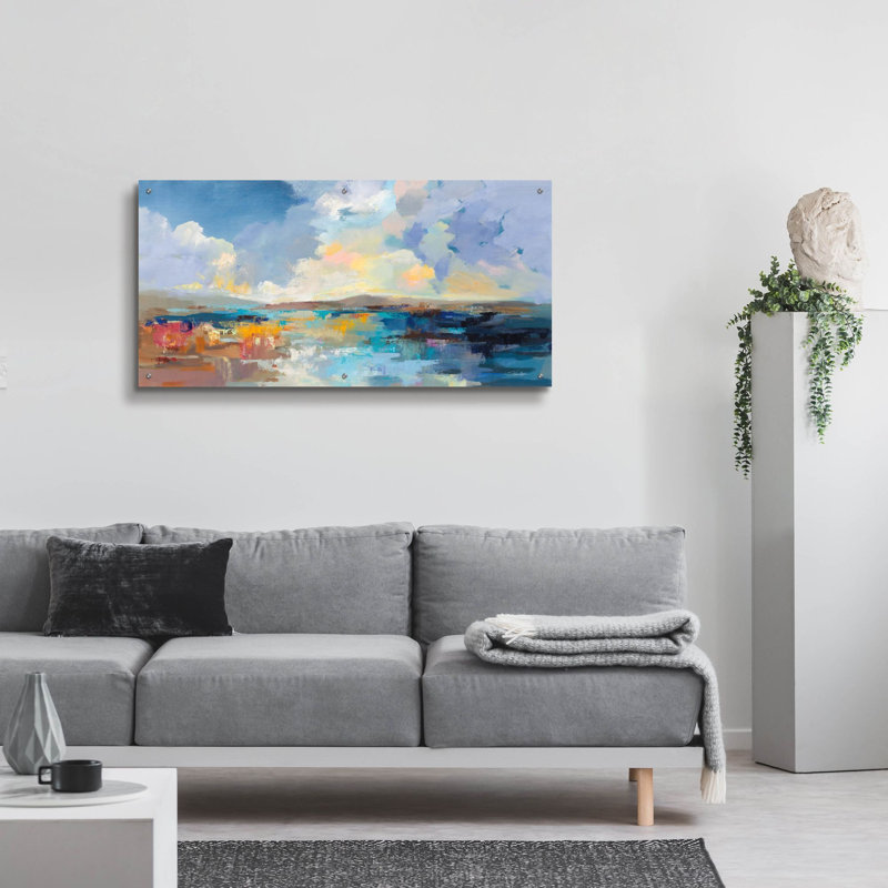 «Seaside Sunset» par Silvia Vassileva, art mural en verre acrylique, H 24 po x l 48 po