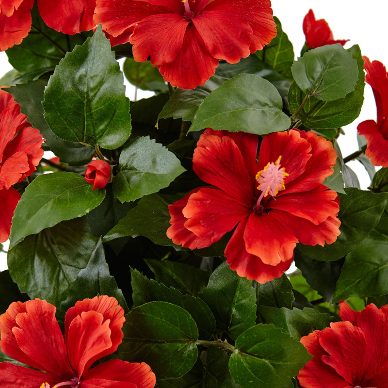 Arrangement floral artificiel hibiscus dans un pot de fleurs