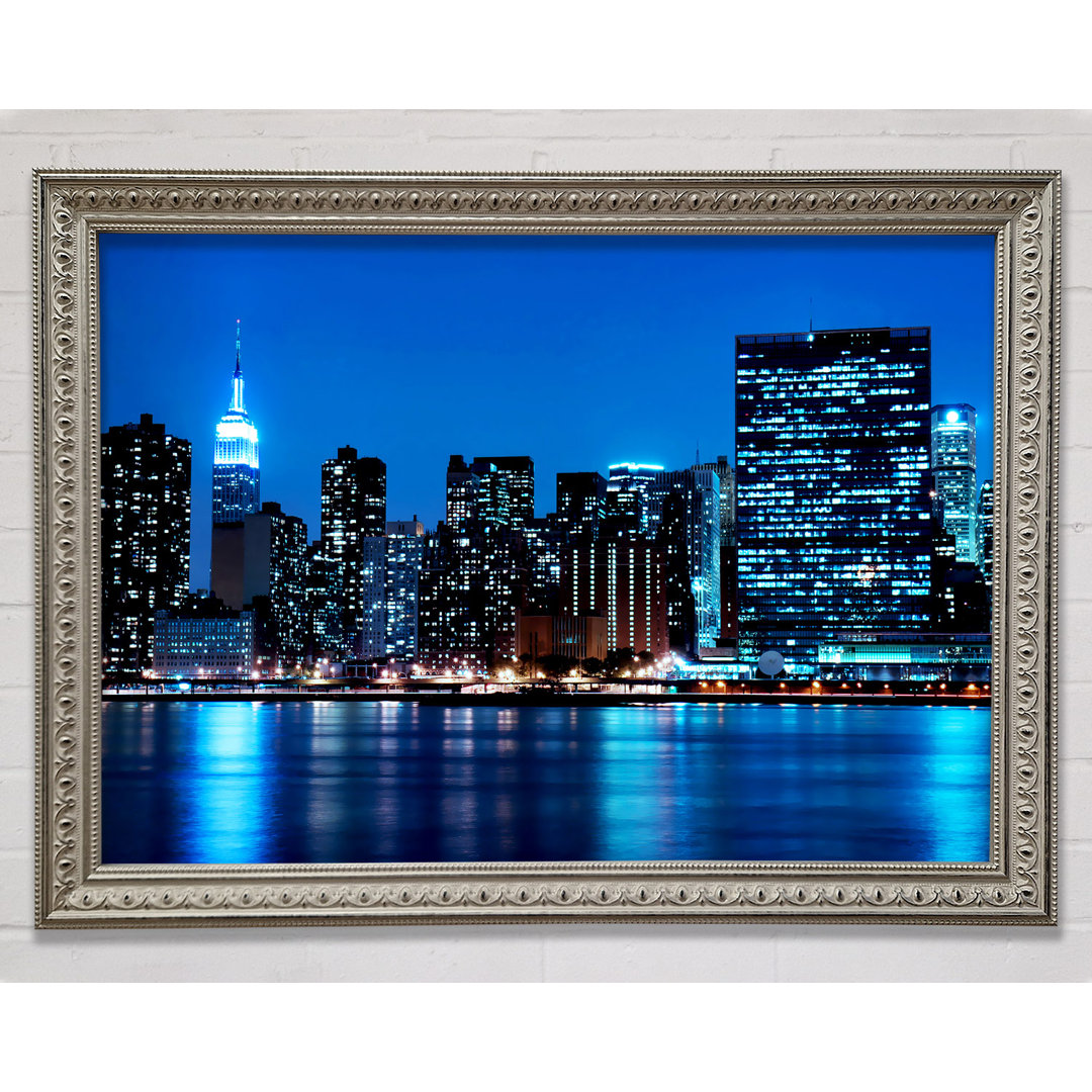 New York Empire State Blue Nights - Einzelne Bilderrahmen Kunstdrucke