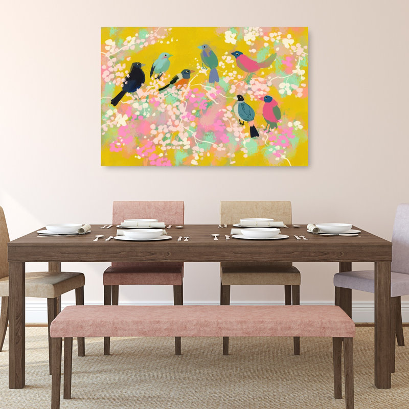 «Vibrant Spring Birds», art mural coloré et fantaisiste