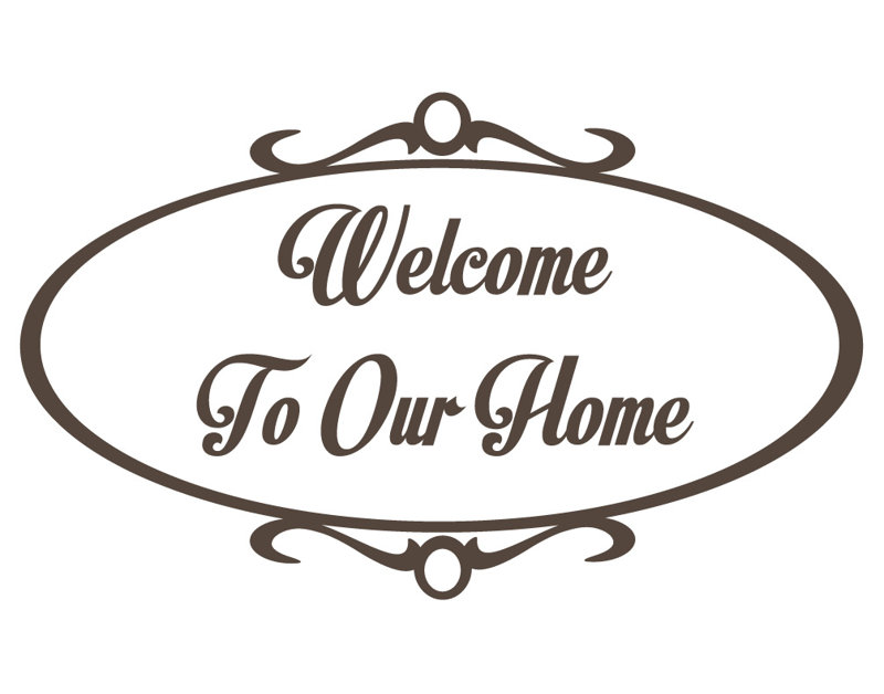Décalcomanie murale welcome to home, Brun, H 25 po x l 42 po x P 0,01 po
