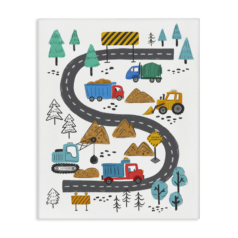 "Construction Engins Road", art mural par Jim Baldwin, H 20 po x l 16 po