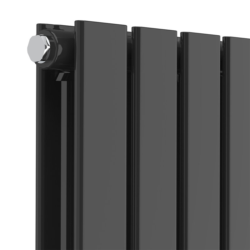 Brock Horizontal Double Flat Panel Radiators 600x408mm, Black, 600mm x 748mm
