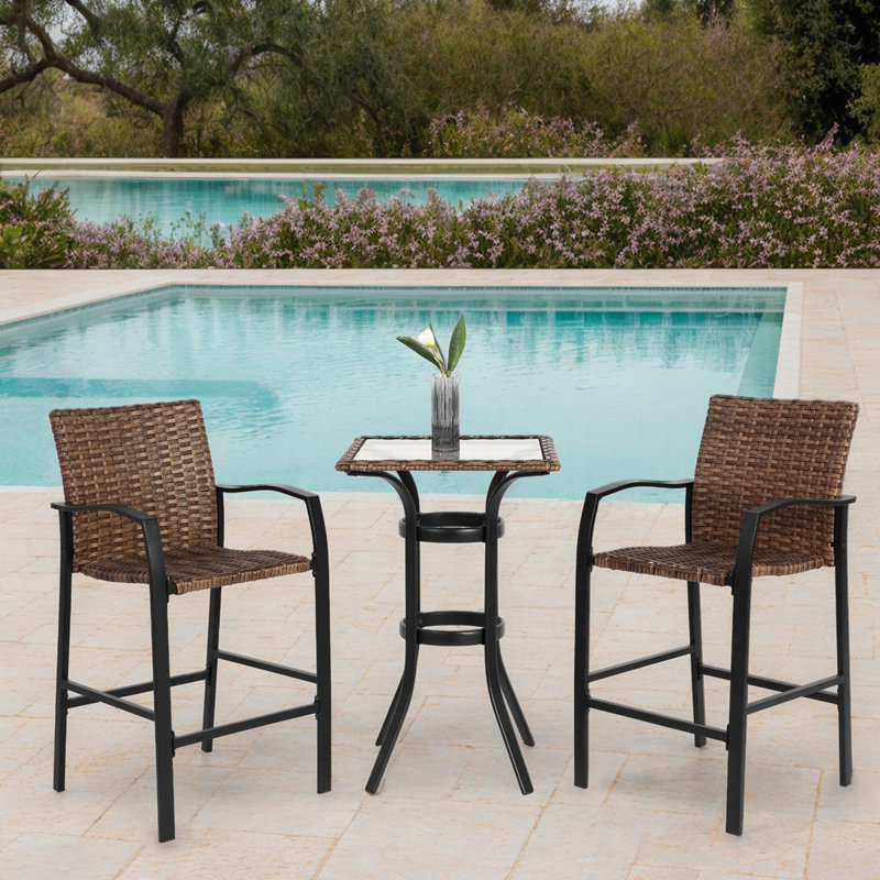 Bar Stools Set with glass table