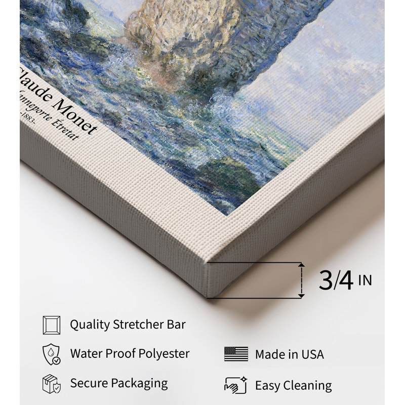 Claude Monet - La Manneporte, 18"H x 24"W, Canvas, Unframed