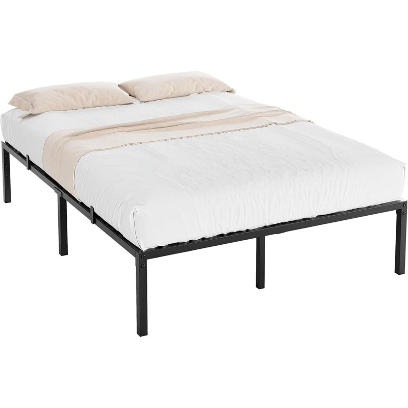 Easy Assembly 16 Inch Full Size Metal Bed Frame - Heavy Duty Platform Bed Space Saving, for Living Room, Guest Room