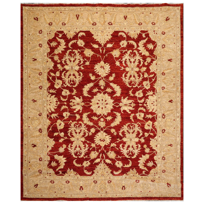 Ivory Hand-Knotted Wool Oriental 8' x 10' Rug