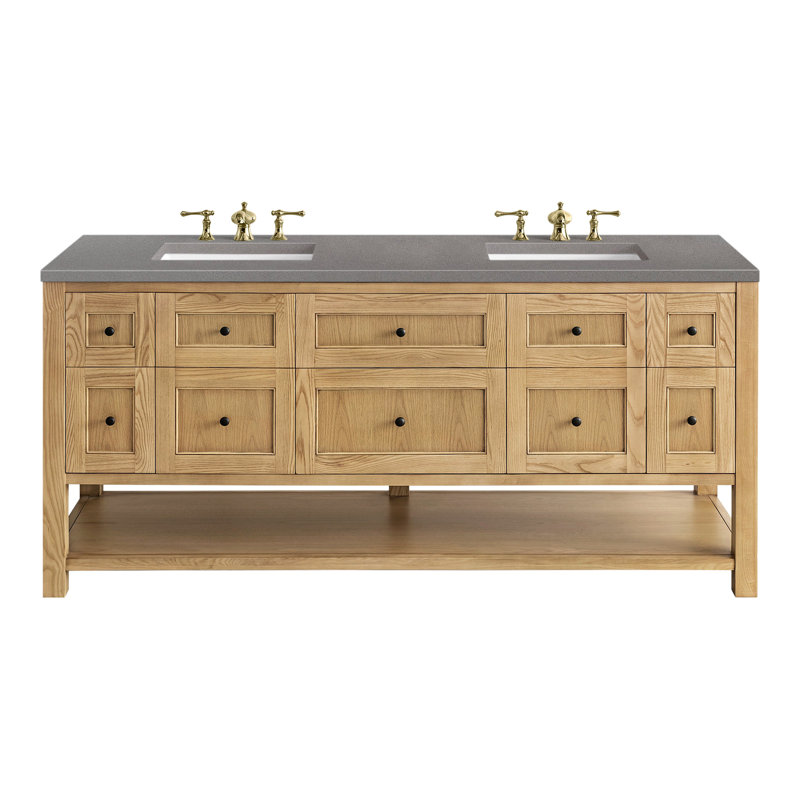 Breckenridge 72'' W Double Vanity, Light Natural Oak, Carrara White, 8" Widespread