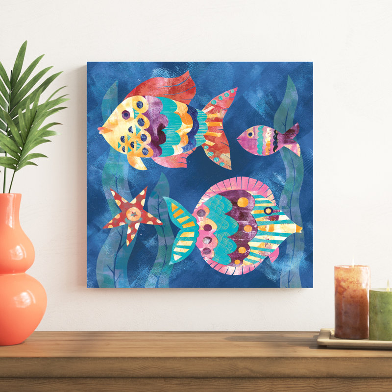 Boho Reef Fish II par Wild Apple Portfolio - Peinture, H 20 po x l 20 po, Non, Toile tendue