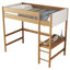 Lit mezzanine simple avec bureau, tête de lit et pied de lit rembourrés Boucle avec échelle, garde-corps de sécurité, lit mezzanine en bois d'hévéa, naturel
