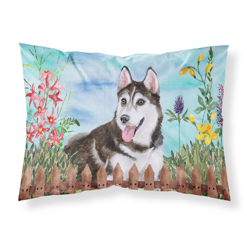 Taie d’oreiller spring, Husky de Sibérie noir