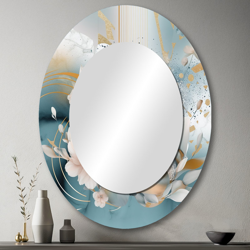 Miroir mural bleu traditionnel, 43 po x 33 po