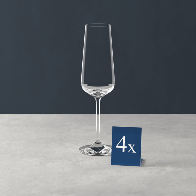 Villeroy & Boch Clear Crystal Champagne Flutes, Set of 4