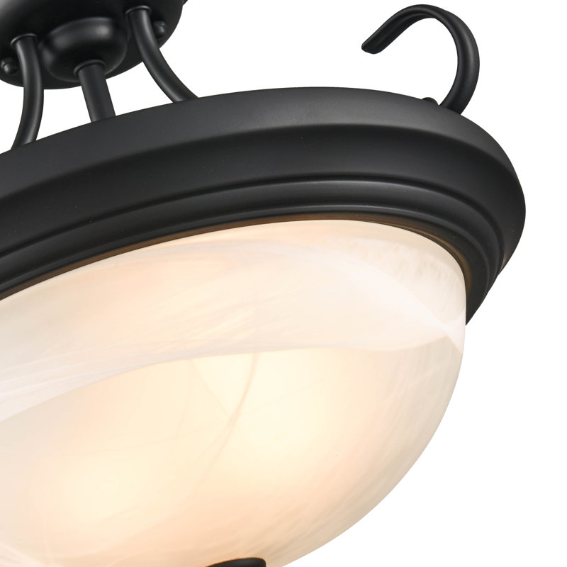 Snediker Glass Semi Flush Mount, Matte Black, 11.5" H x 13" W x 13" D