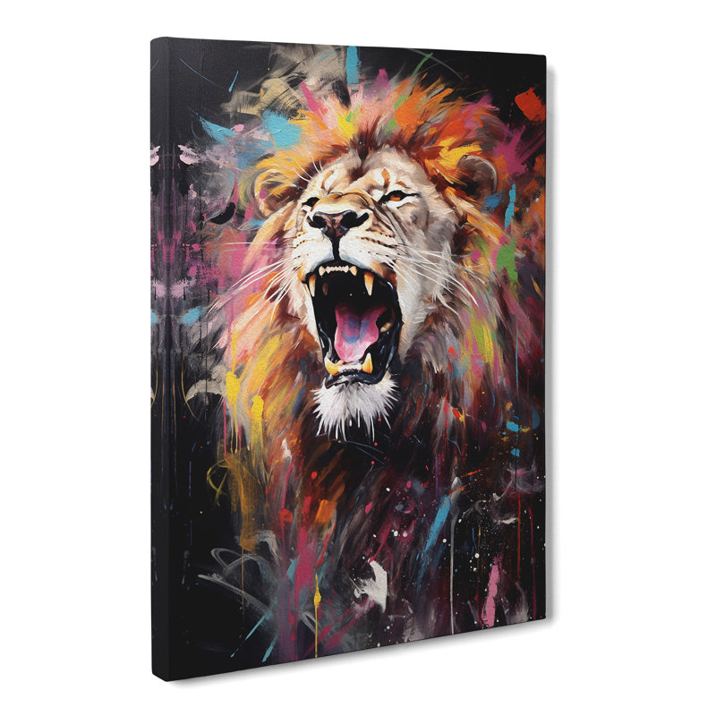 Lion Gestural - Wrapped Canvas, 60cm H x 40cm W x 3cm D
