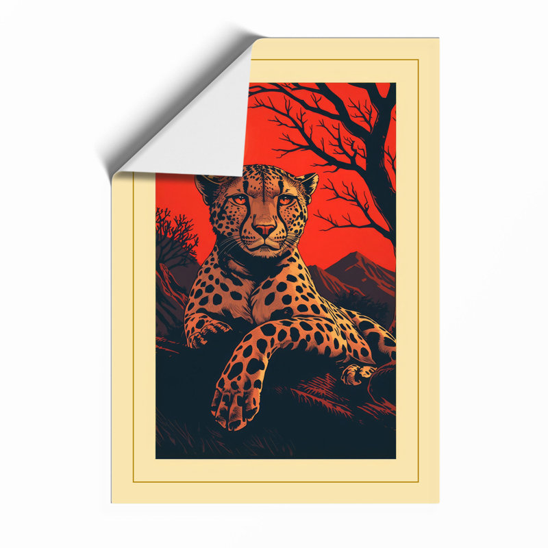 Leopard at Sunset Boho - Framed Print, Unframed, A1 - 84.1 x 59.4 cm