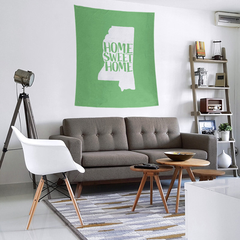Tapisserie murale Home Sweet Mississippi, H 104 po x l 88 po, Vert