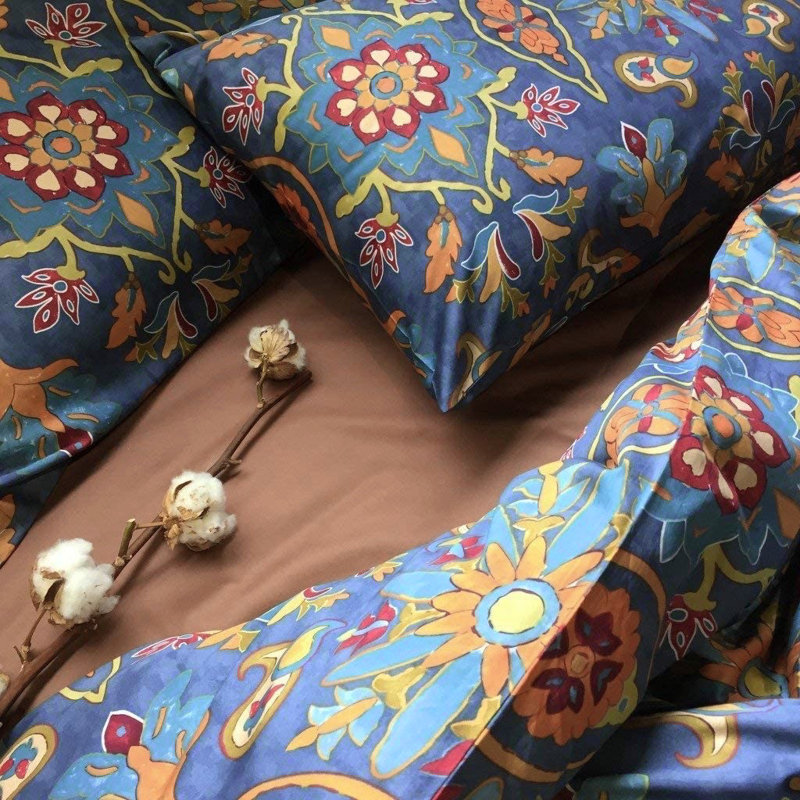 Cotton Sateen Floral Duvet Cover, Twin Duvet Cover + 1 Twin Sham