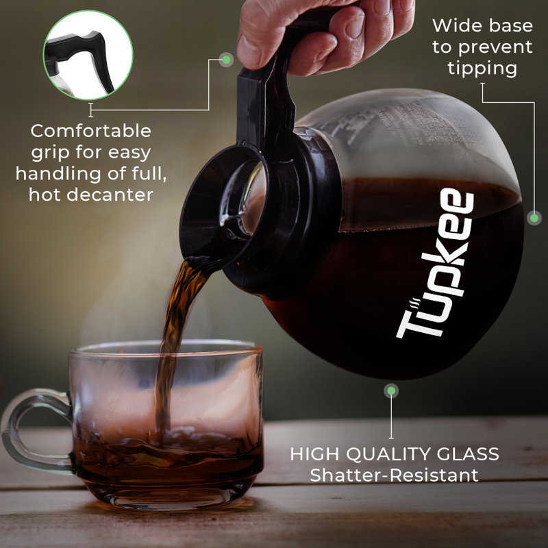 Carafe à café en verre 12 tasses, Noir