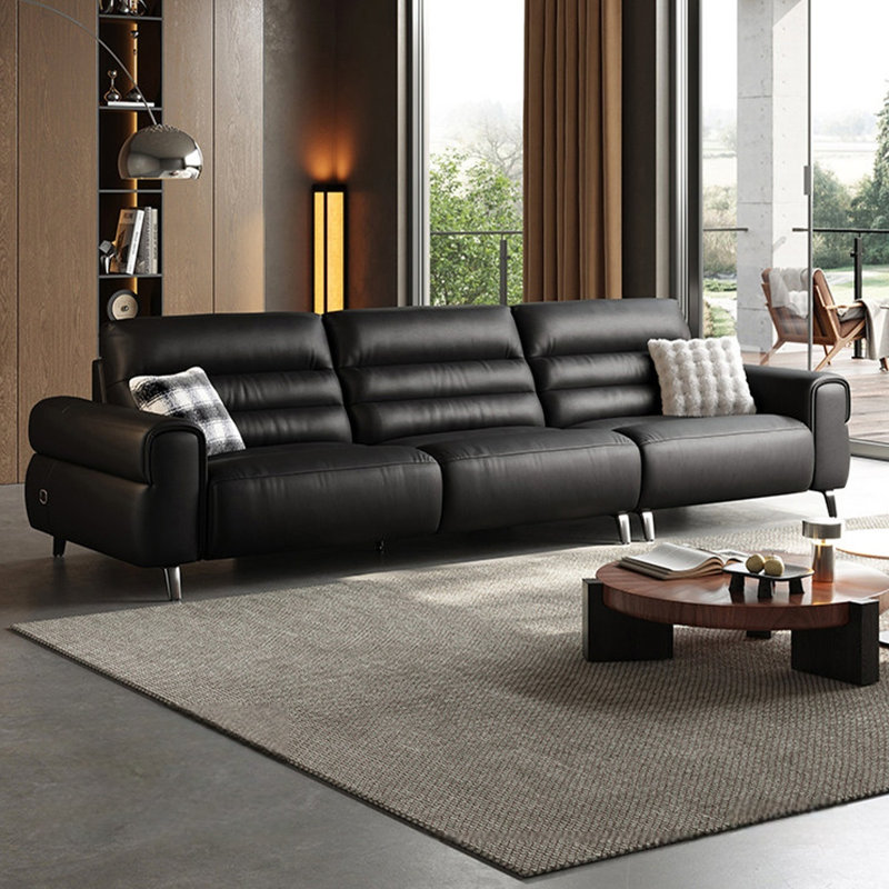 Coussin de canapé blanc modulaire en cuir véritable Fourseat, Blanc, H 36,22 po x l 111,02 po x P 41,34 po