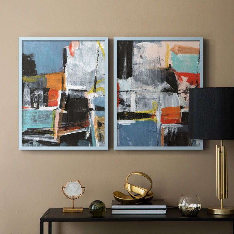 Impression encadrée de qualité supérieure I-erratique - prête à être accrochée - aucun clou requis - aucun clou requis, Bleu