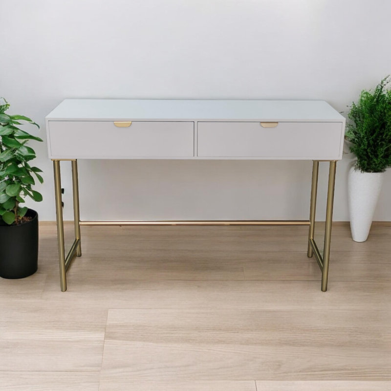 Agnela 120cm Solid Wood Top Console Table, White