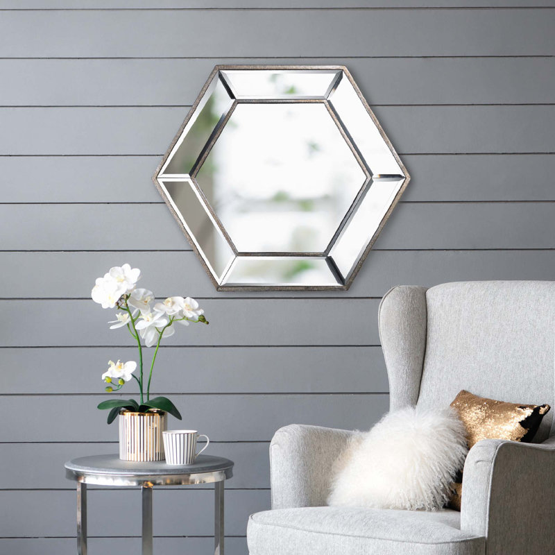 Miroir mural hexagonal, miroir décoratif