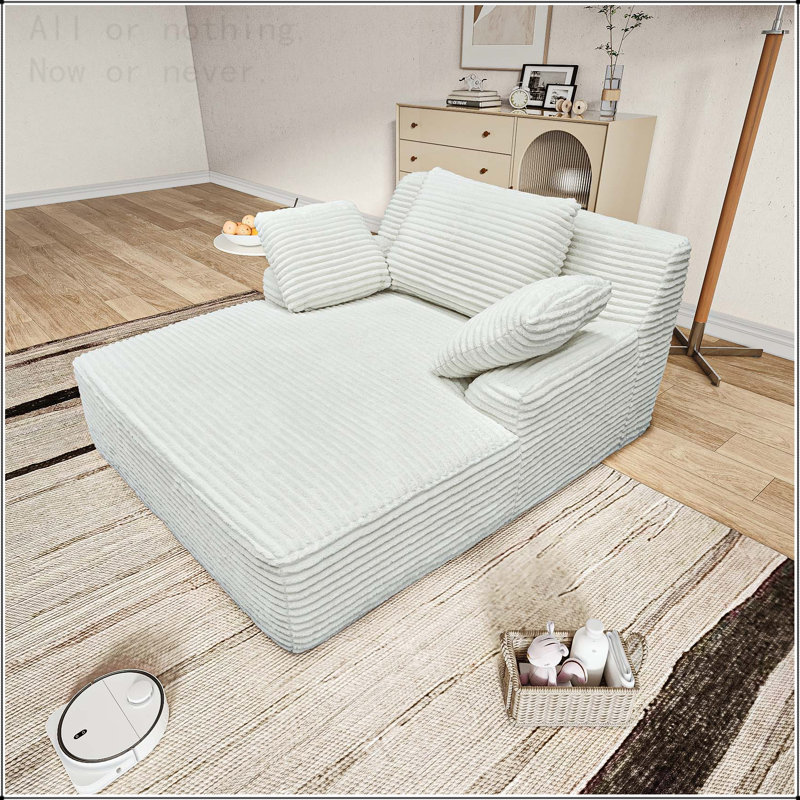Chaise longue de 51 po pour l'intérieur, très grand moelleux moelleux en velours côtelé, fauteuil de lecture à assise profonde