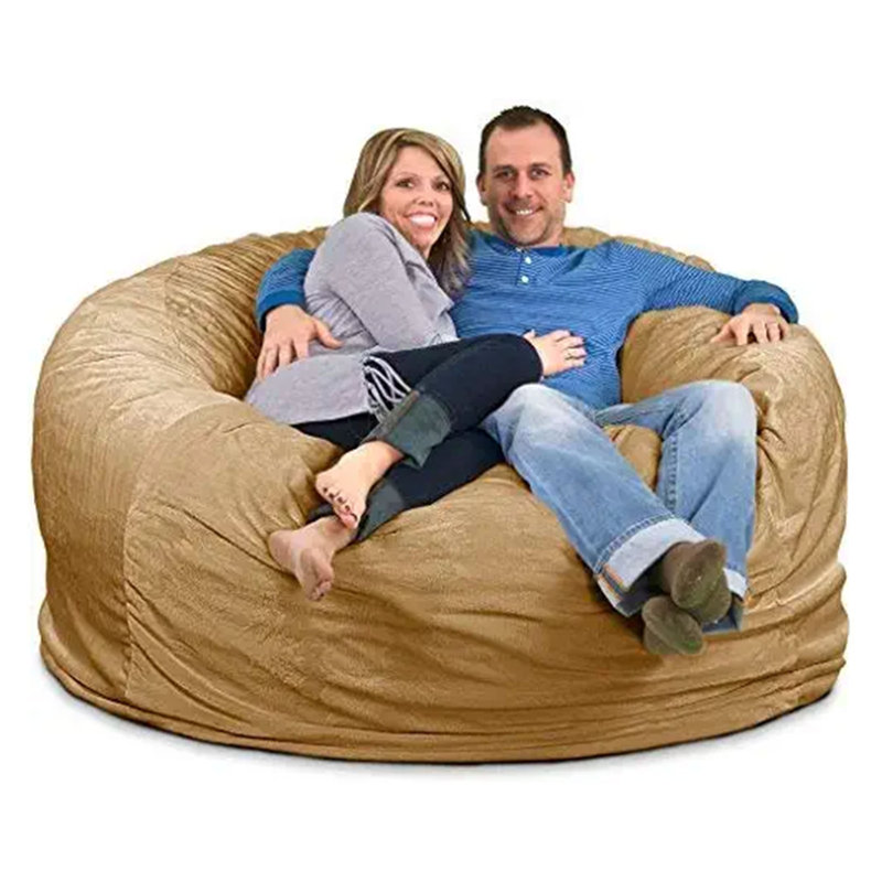  | 6 Ft Bean Bag Chair | Foam Filled - Removable Washable Cover, Camel Suede, Camel Suede, 6 Ft